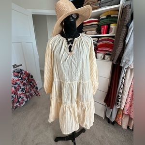 H&M Yellow and White striped Coverup Sz Small